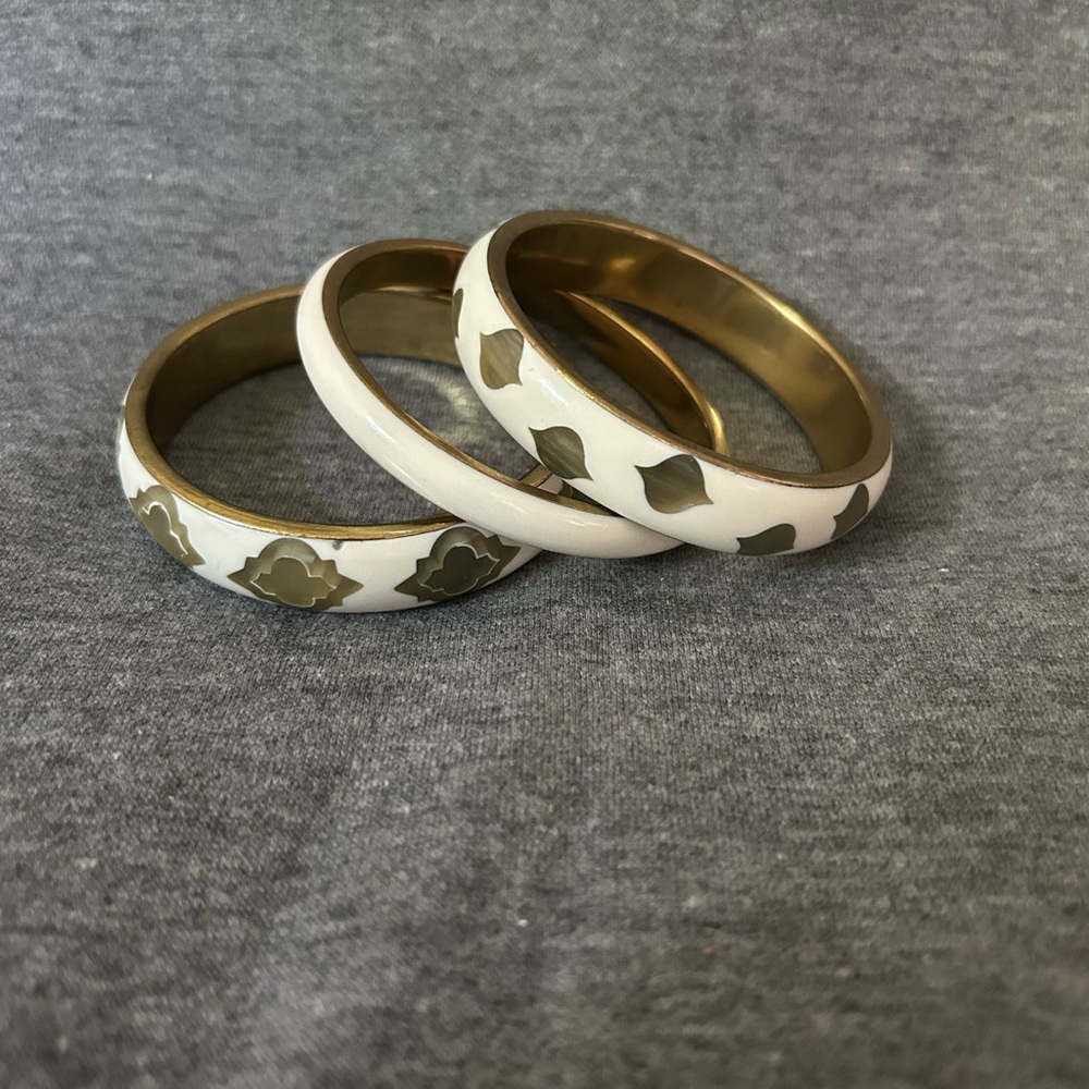 Green and Cream 3 Piece Bangle Set